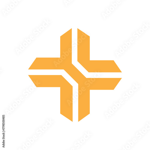Modern Geometric Orange Plus Symbol Logo symbol icon flat stock vector design