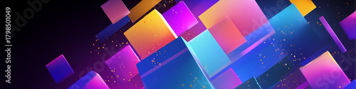 Stunning abstract geometric design with vibrant gradient colors, perfect for modern tech backgrounds and dynamic presentations, creating visual impact