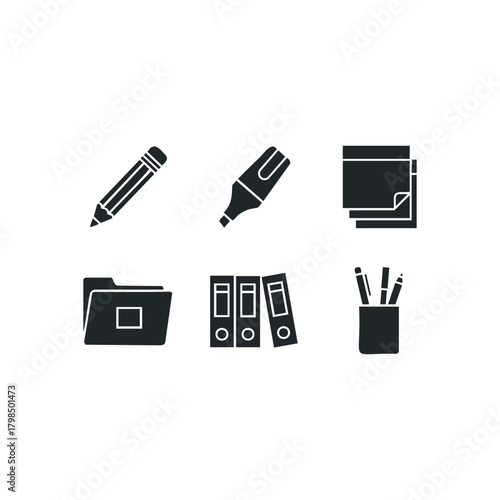 Collection of office supplies icons