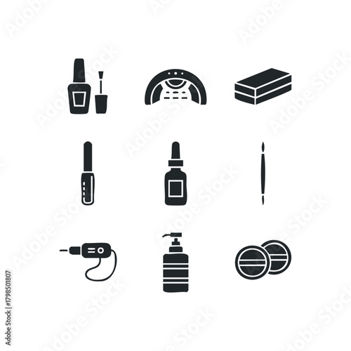 Nail care tools and polish collection graphic