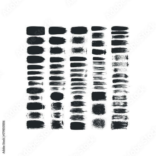 Set of black paint brush strokes and smudges