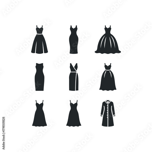 Collection of silhouette dresses and outerwear