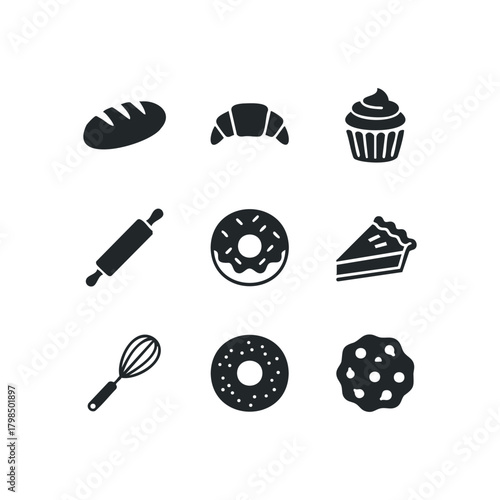 Collection of Baking Icons and Utensils