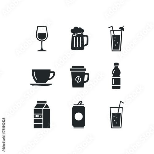 Collection of assorted beverage icons