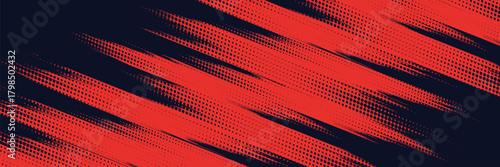 Red halftone dots blue color pattern gradient grunge texture background. Dot pop art comic sport style vector illustration eps10