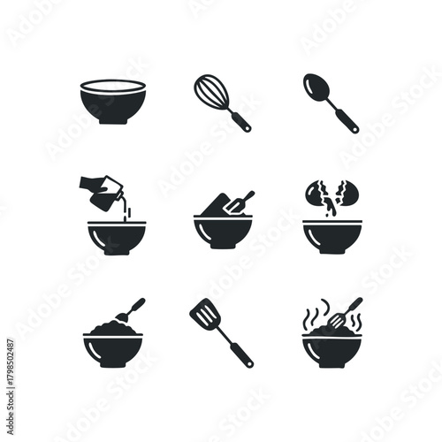 Cooking Icons Set for Food Preparation and Kitchen Use