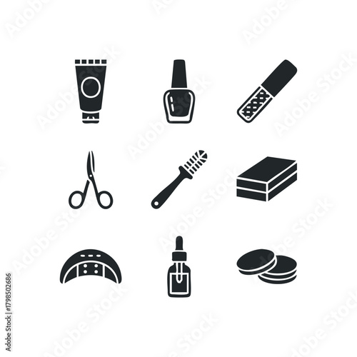 Collection of manicure and pedicure equipment icons