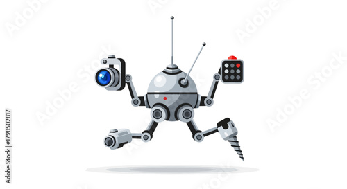 Futuristic inspection robot concept for innovative tech applications and automation systems