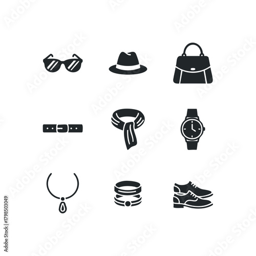 Collection of Nine Fashion Accessories Icons