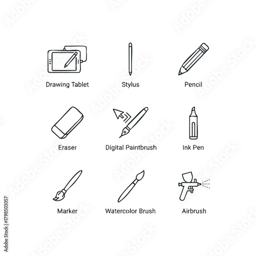 Collection of graphic design and drawing tools
