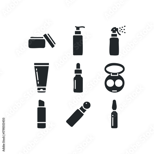 Cosmetic products collection on white background