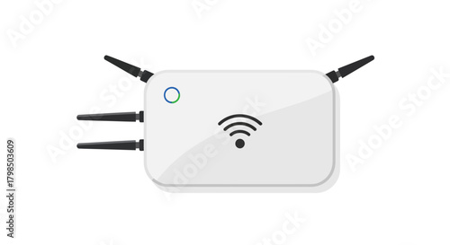 Modern white wireless router illustration representing network connectivity and technology
