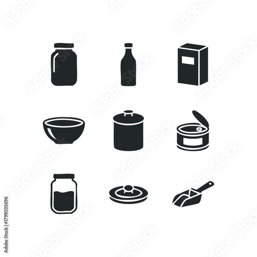 Collection of food packaging icons
