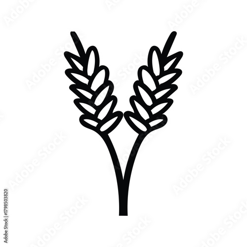 Wheat Stalk black Vector icon food white background design