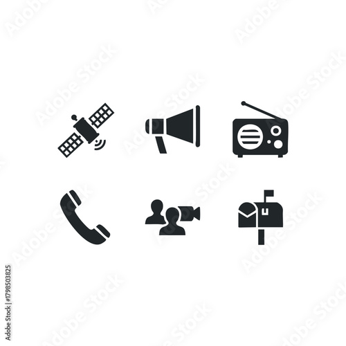 Collection of communication and broadcast icons