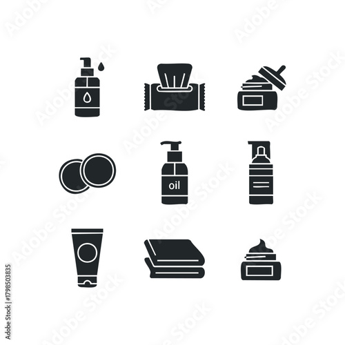 Collection of personal care and hygiene icons