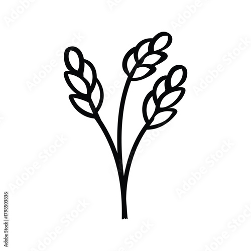 Wheat Stalk black Vector icon food white background design