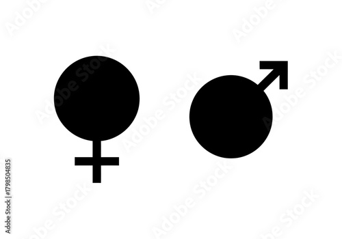 Male and female gender symbols vector, flat design