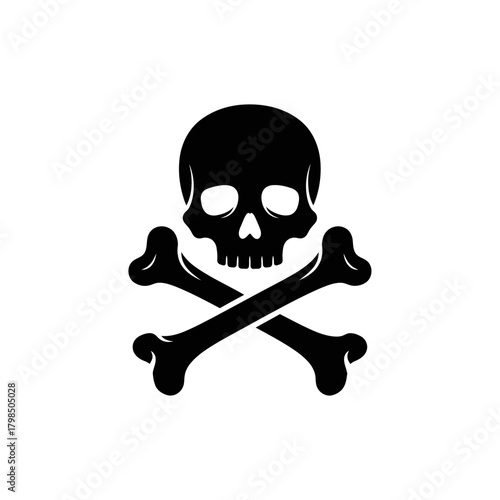 Skull and crossbones icon vector, flat design
