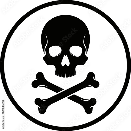 Skull and crossbones icon vector, flat design