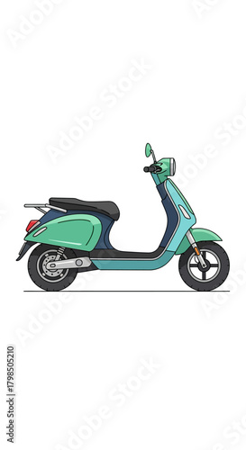 Stylized teal scooter illustration for urban transport and eco friendly lifestyle