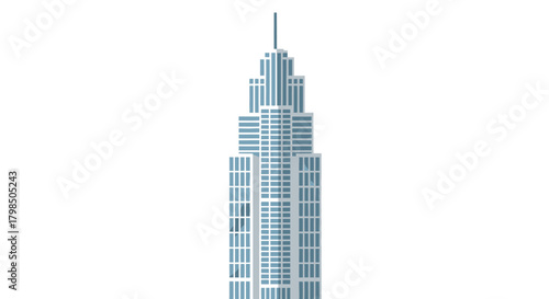 Stylized skyscraper illustration evoking architectural magnificence and urban structure