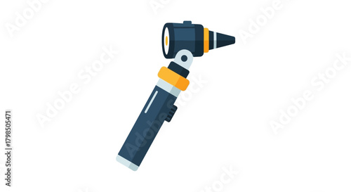 Detailed illustration of an otoscope for medical examination and diagnostics on white background
