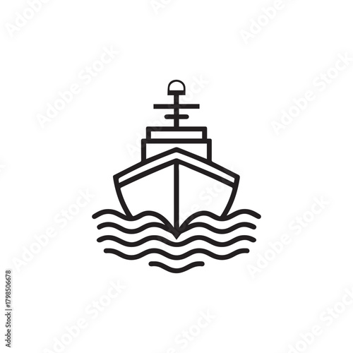 Boat sea black icon outline cargo cruise design.