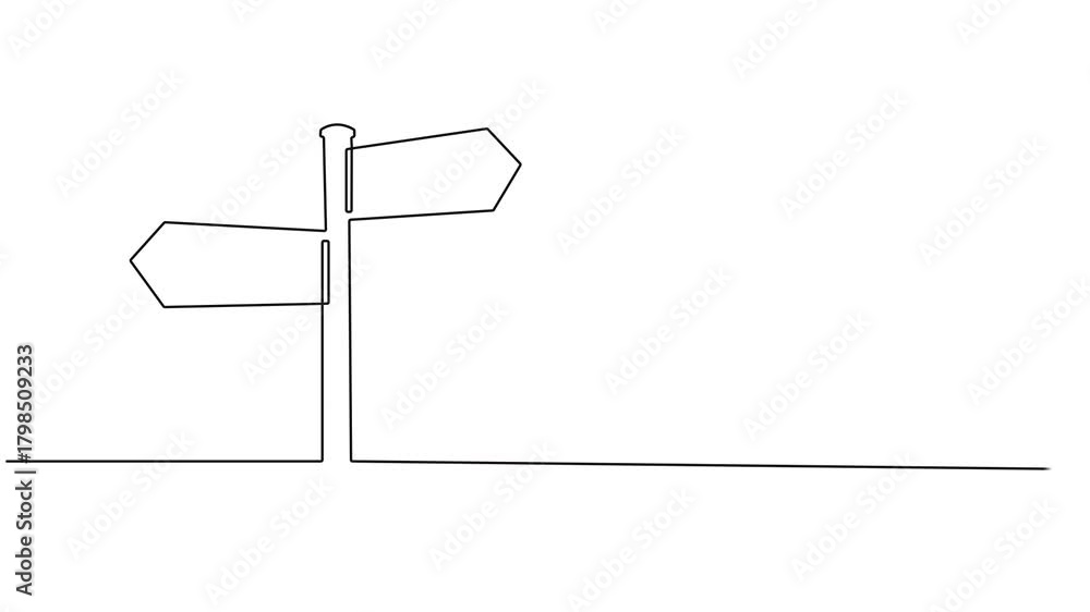 signpost showing directions continuous one line drawing animation, Road ...