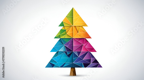 Abstract mosaic christmas tree from CMYK triangles