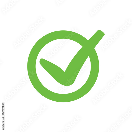 Right check mark green icon. Approved select choose design.
