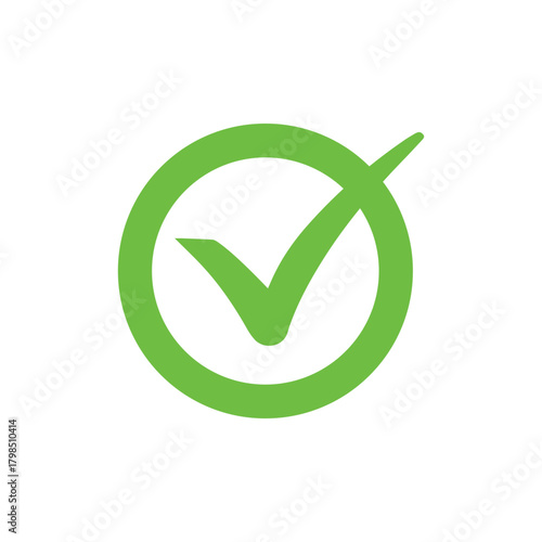 Right check mark green icon. Approved select choose design.