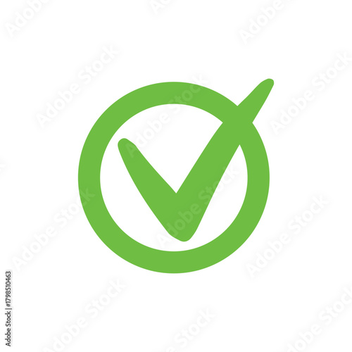 Right check mark green icon. Approved select choose design.