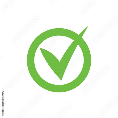 Right check mark green icon. Approved select choose design.