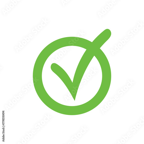 Right check mark green icon. Approved select choose design.