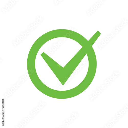 Right check mark green icon. Approved select choose design.