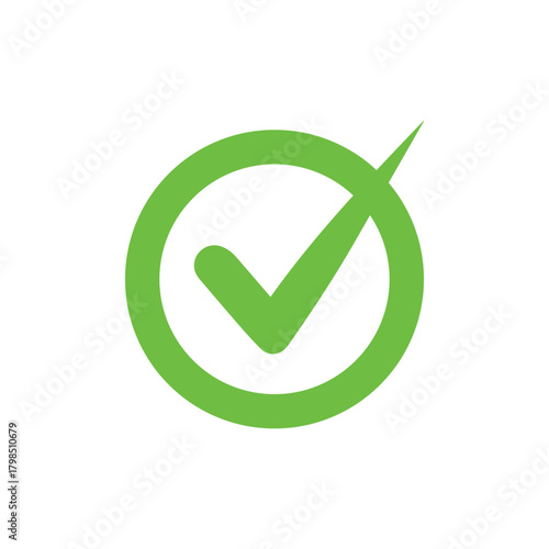 Right check mark green icon. Approved select choose design.