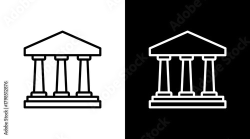 Bank  White Icon Set Design