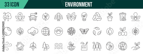 Environment icons collection, editable and resizable vector icon templates.