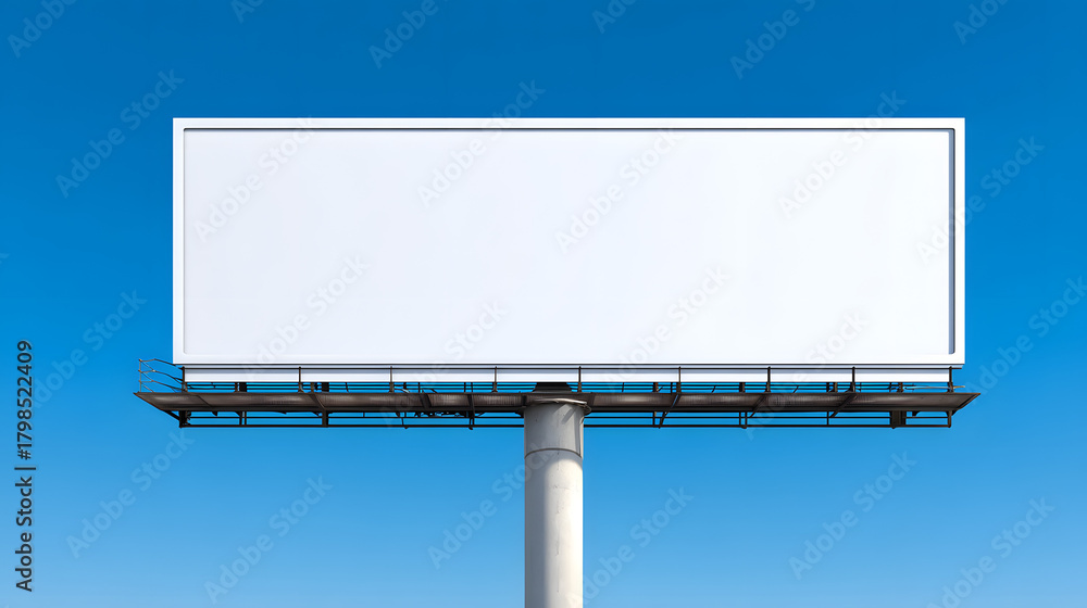 Obraz premium Blank billboard against a clear blue sky
