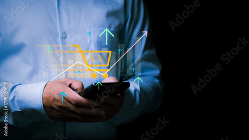 Businessmen are predicting the exponential growth of the Ecommerce market and its continued growth, the concept of online shopping and fast delivery systems, and online marketing.