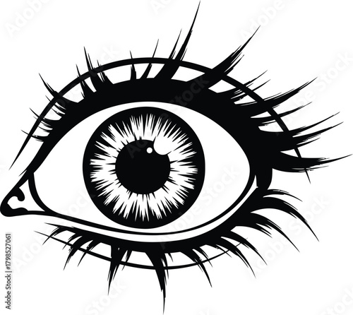 Stylized black and white eye illustration