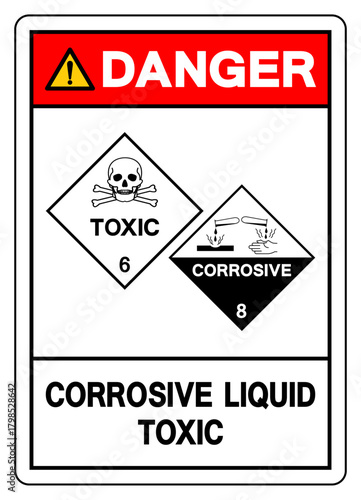 Danger Corrosive Liquid Toxic Symbol Sign, Vector Illustration, Isolate On White Background, Label.EPS10