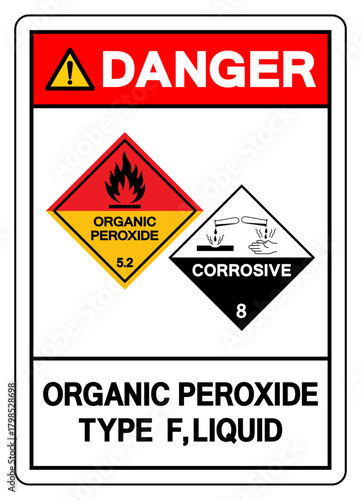 Danger Oganic Peroxide Type F Liquid Symbol Sign, Vector Illustration, Isolate On White Background, Label.EPS10