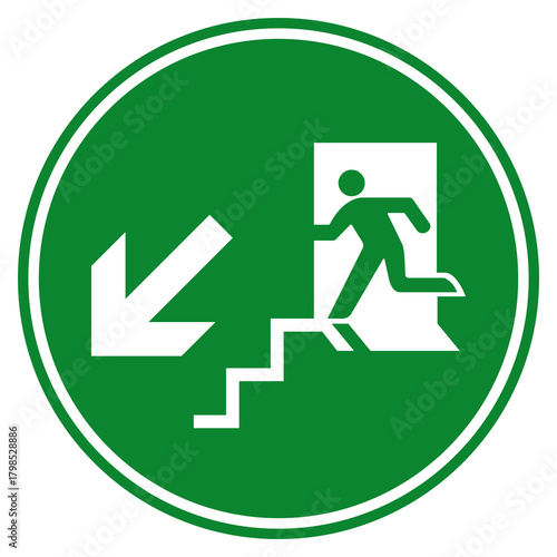Exit Down Stair Symbol Sign, Vector Illustration, Isolate On White Background Label.EPS10