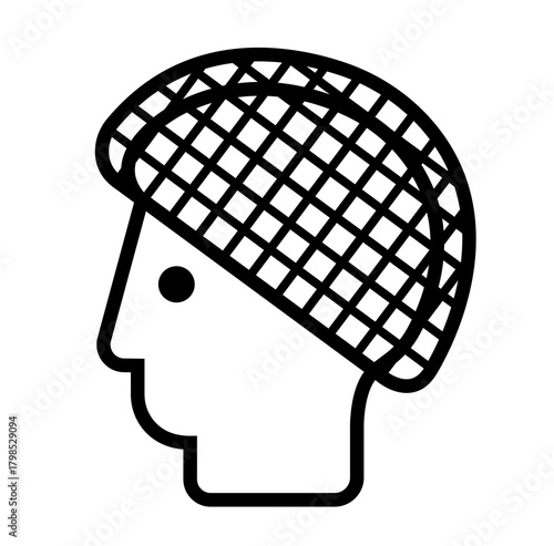 Wear Hair Net Black Icon, Vector Illustration, Isolate On White Background Label.EPS10