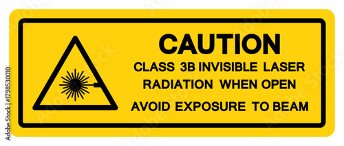 Cautin Class 3B Invisible Laser Radiation When Open Symbol Sign,Vector Illustration, Isolate On White Background Label.EPS10