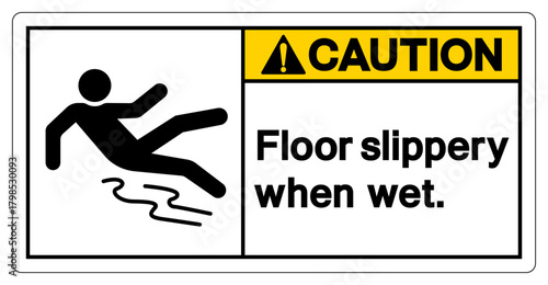 Caution Floor Slippery When Wet Symbol Sign,Vector Illustration, Isolate On White Background Label.EPS10