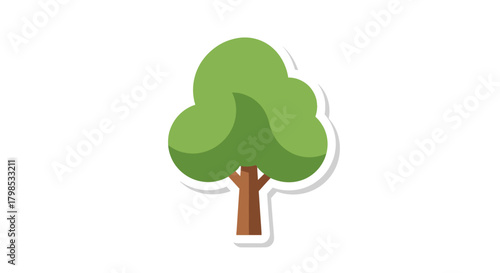 Stylized single tree illustration representing nature conservation and ecological balance isolated