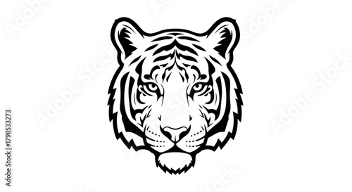 Striking monochrome illustration of a tiger's face conveying power and raw animal intensity
